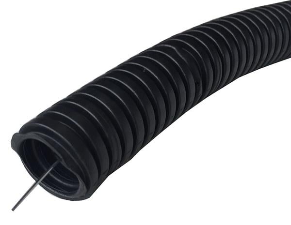 Rura karbowana - peszel 25/18,2 750N UV - czarny z pilotem - (50m)